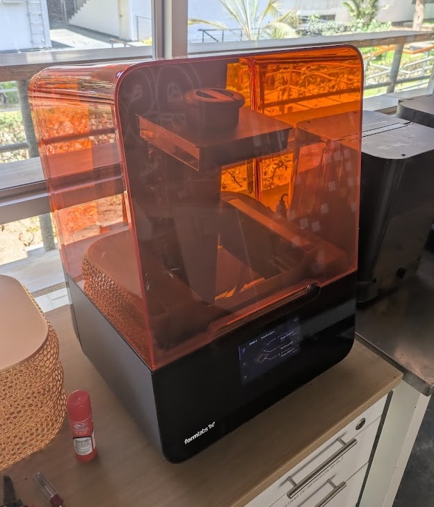 Formlabs Form 3+. SLA. Build Volume: 145mm x 145mm x 185mm. Max speed: N/A - LFS. Closed enclosure. High detail - excited to use this one - first time with SLA/resin!