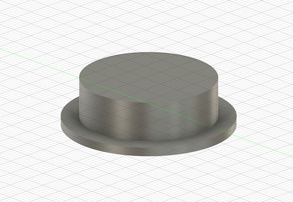 Here is the button. Although it kind of looks like a hat - the flange at the bottom is to prevent the button from popping out of the plastic enclosure it would eventually sit inside