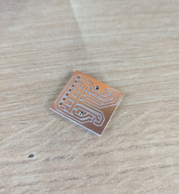 Annoyingly modsproject decides to mill the circumference of the board out before doing the drill holes - so my first pass at this resulted in a board that came loose during milling - remember to tape down your boards folks!