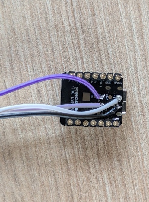 I had to get some wires soldered to the underside of the XIAO because I wanted to use these pins now and save my other GPIO for other uses