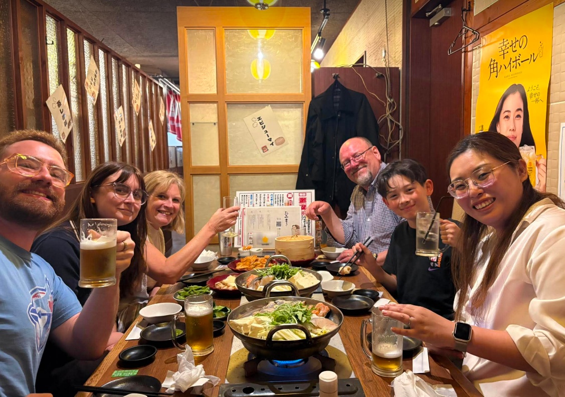 Enjoying Hokkaido Nabe in Sapporo with our extended family!