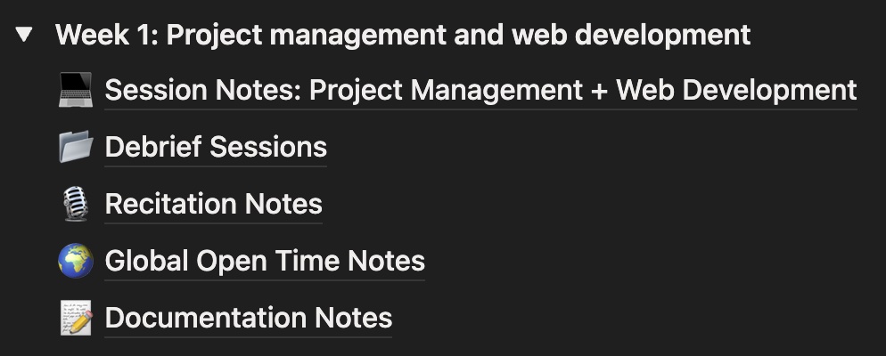 Notion weekly structure