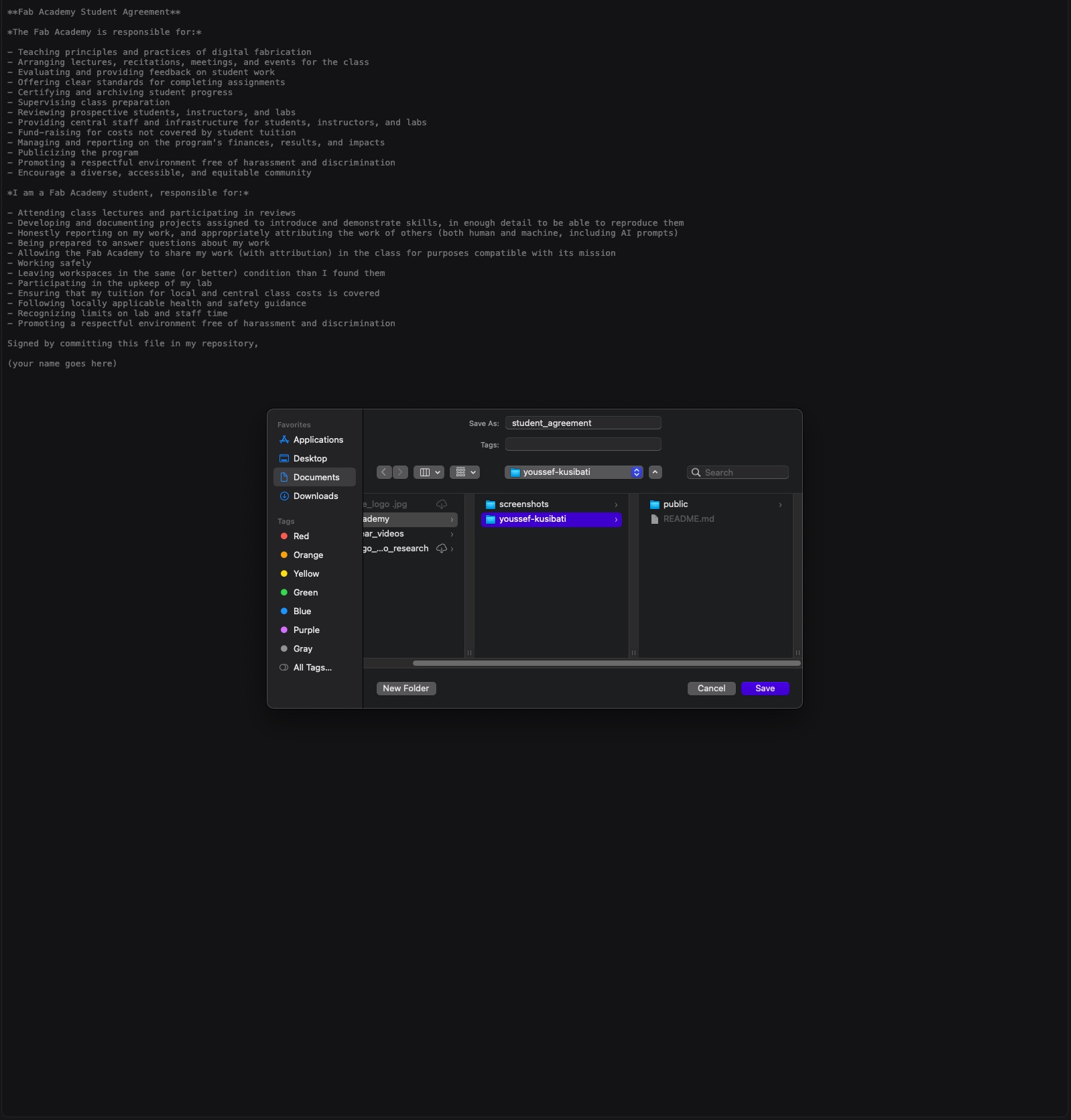 Downloading student agreement