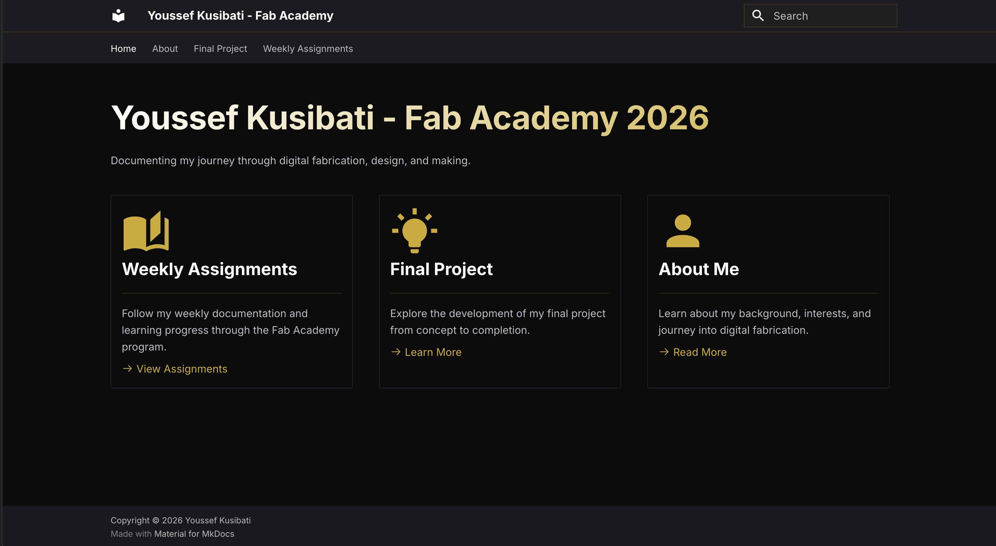 Website with materials theme