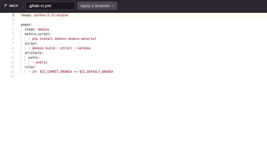 Editing .gitlab-ci.yml