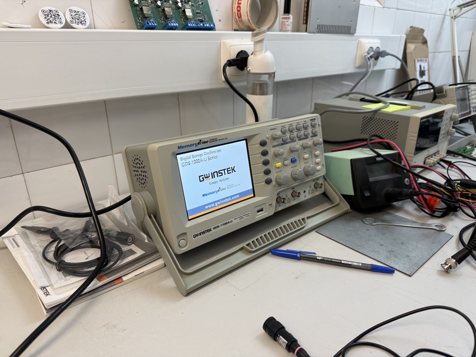 GW Instek oscilloscope at lab startup