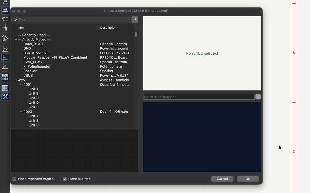 KiCad symbol chooser