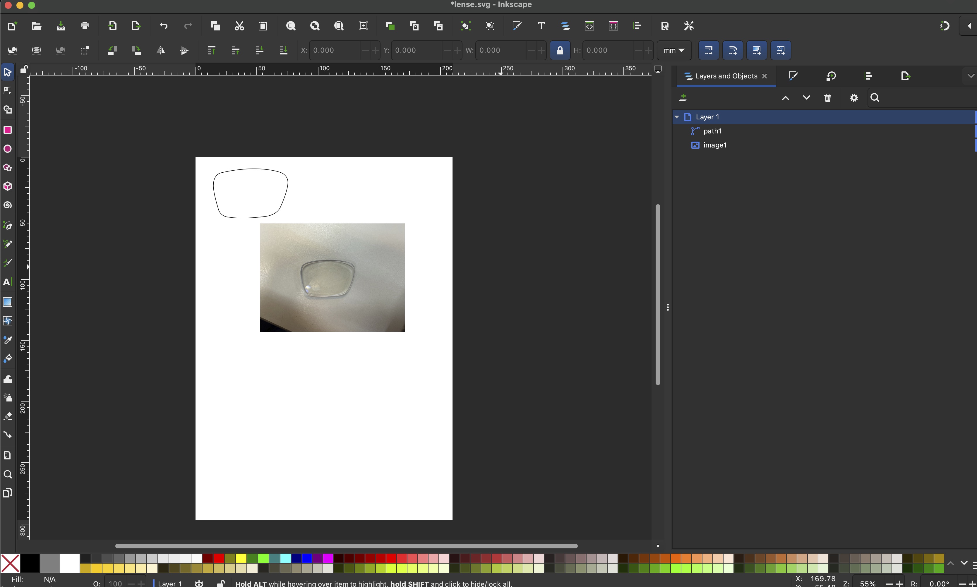 Lens outline imported for chassis design