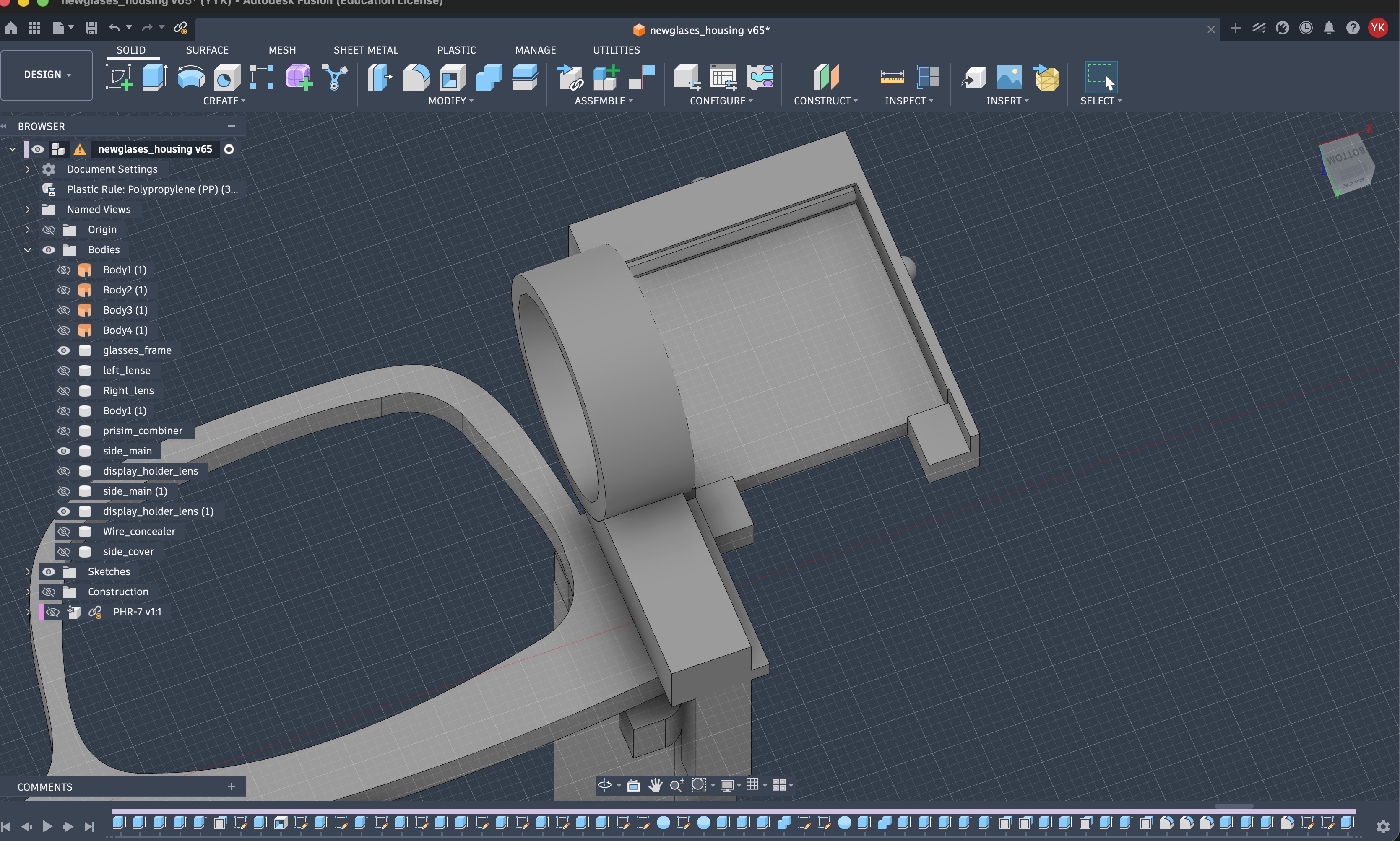 Display holder with convex lens slot