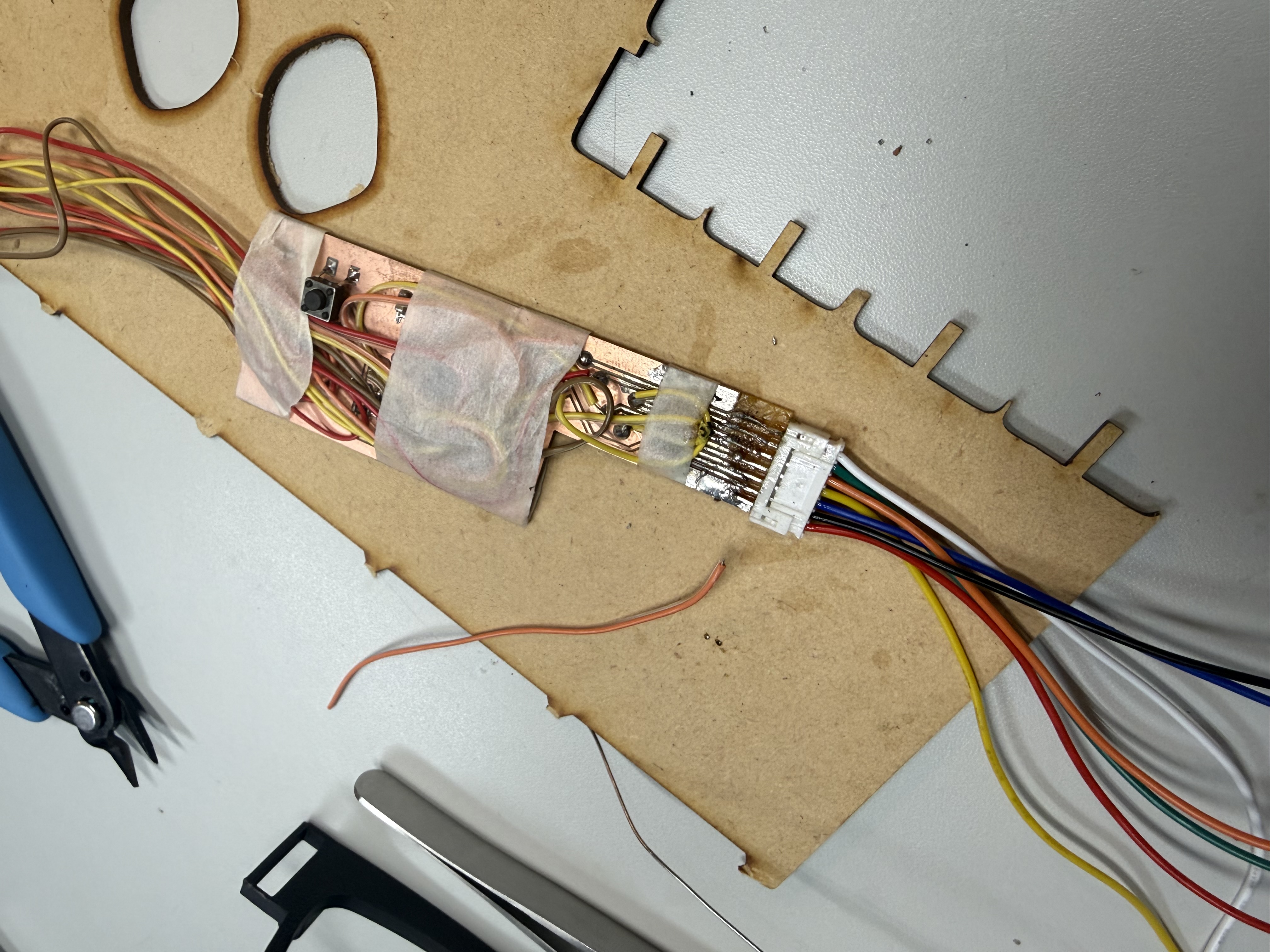 Glasses electronics wiring before enclosure fit
