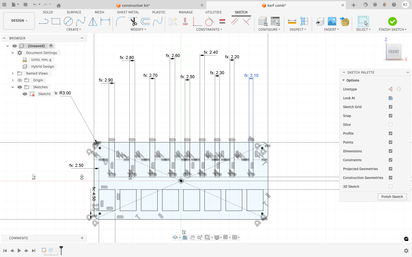 comb inkscape screen