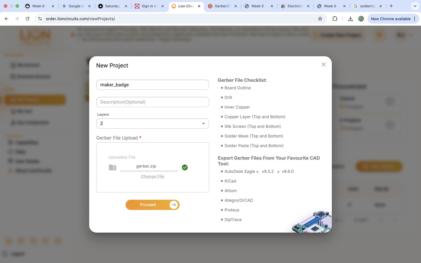 gerber files uploaded