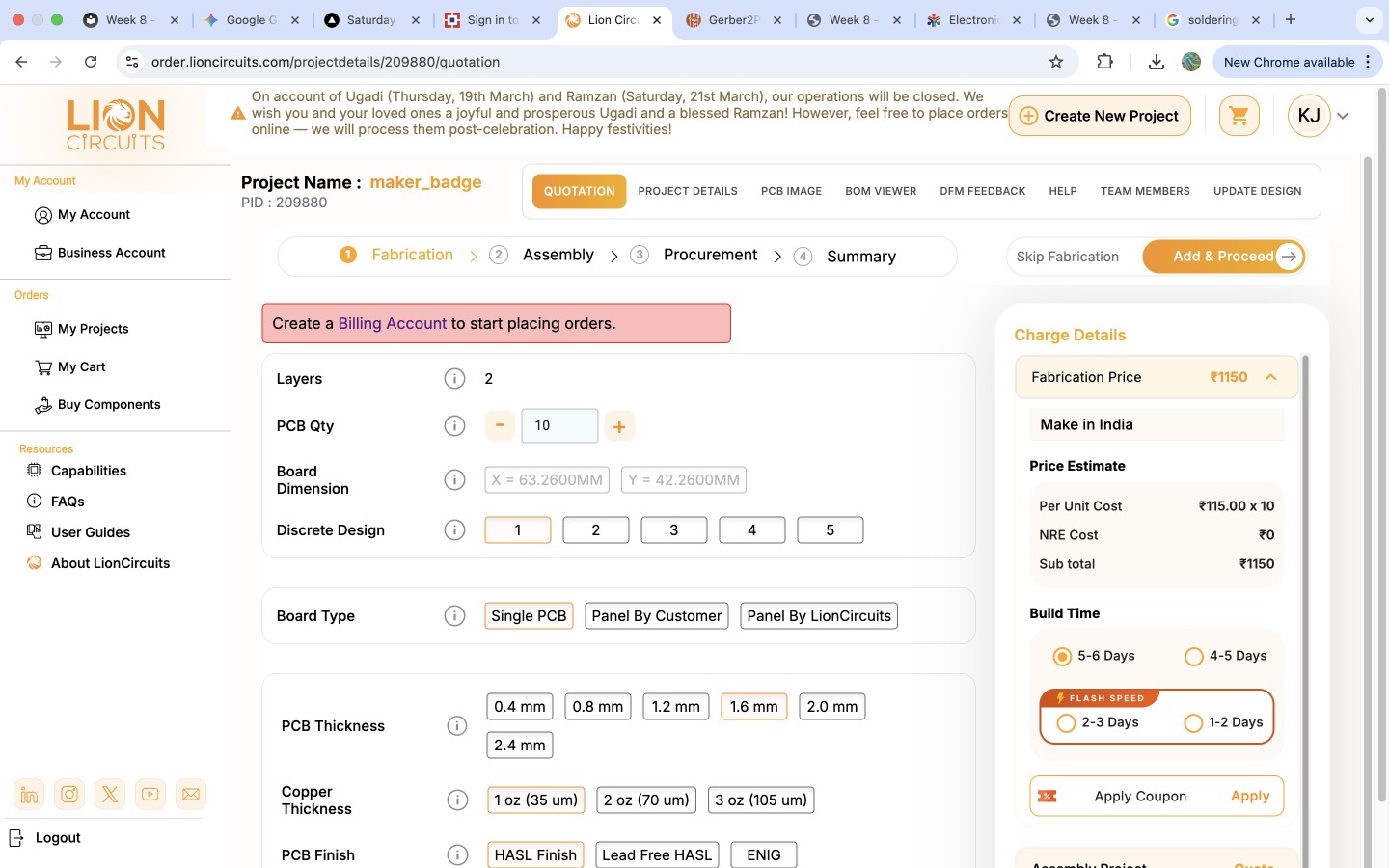 sending to manufacter