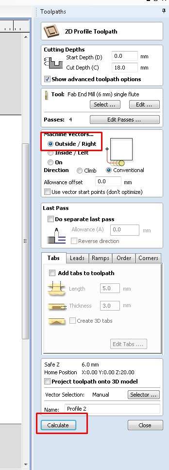 This is the 3D toolpath view: Then I added holding tabs to some of the ...