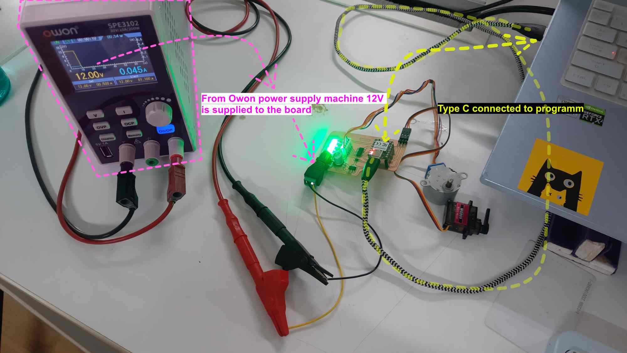Board connections and external power supply setup