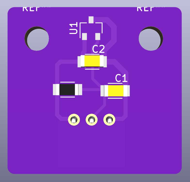 Hall effect sensor breakout board 3D view front