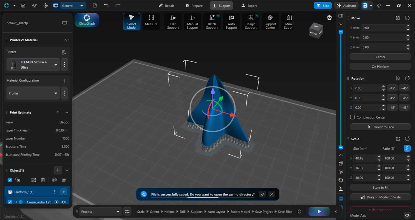 Setting the model upright to get more surface area.