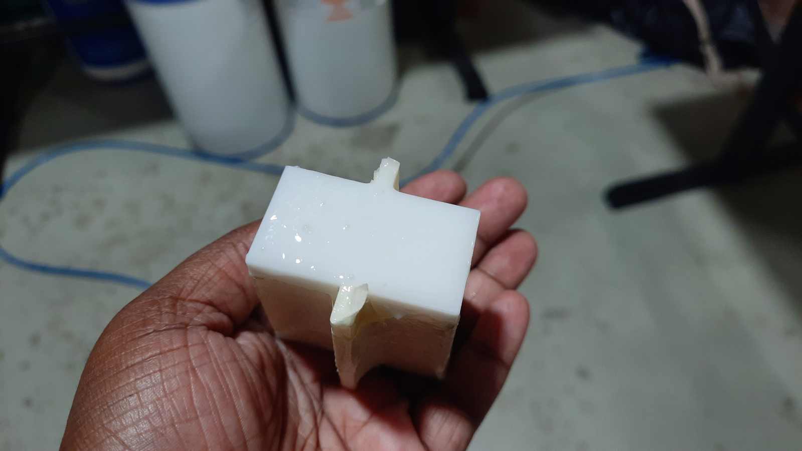 The silicone rubber has hardened. The curing time taken was 12 hours.