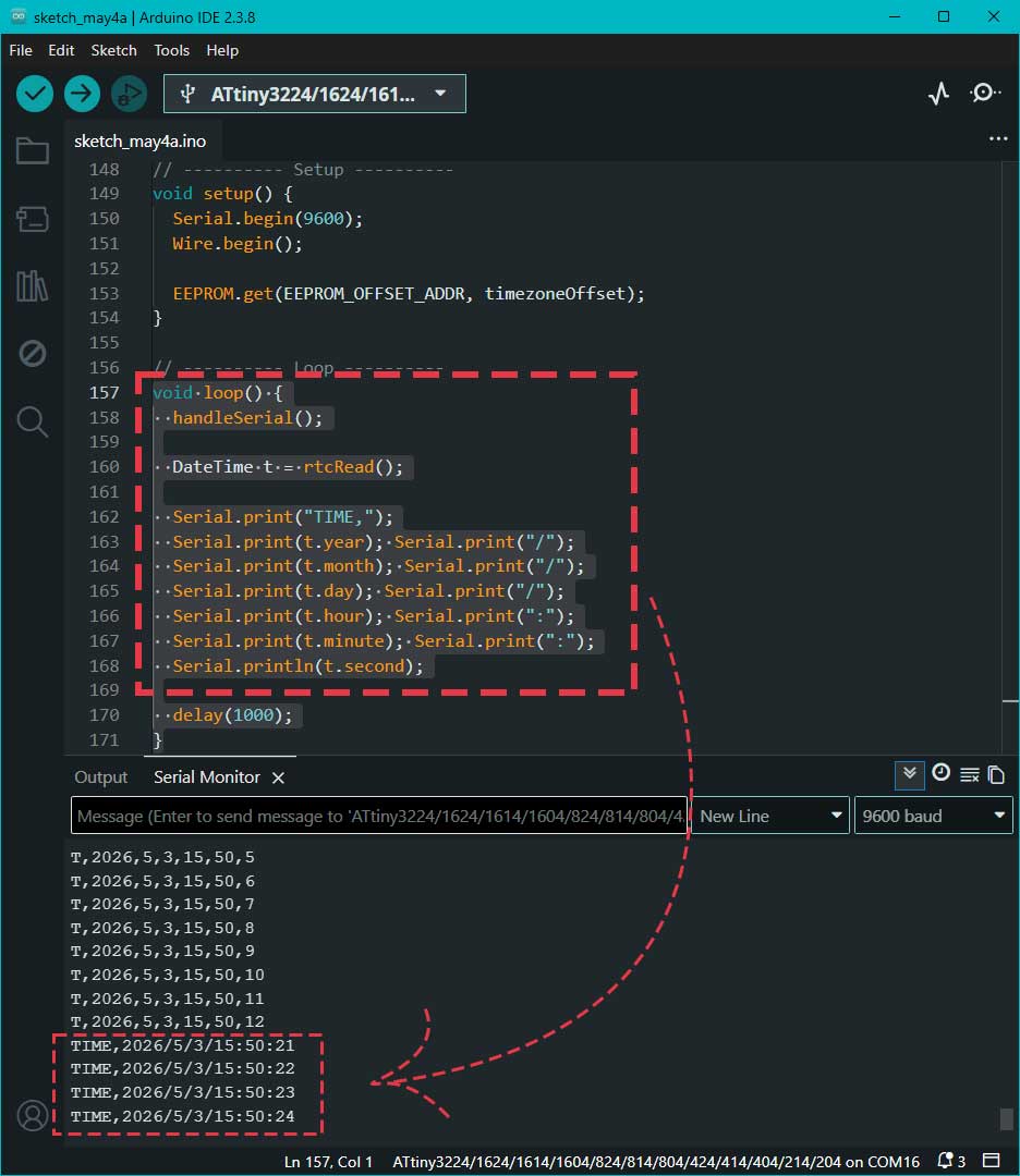 Modified code to improve clarity and structure of serial output.