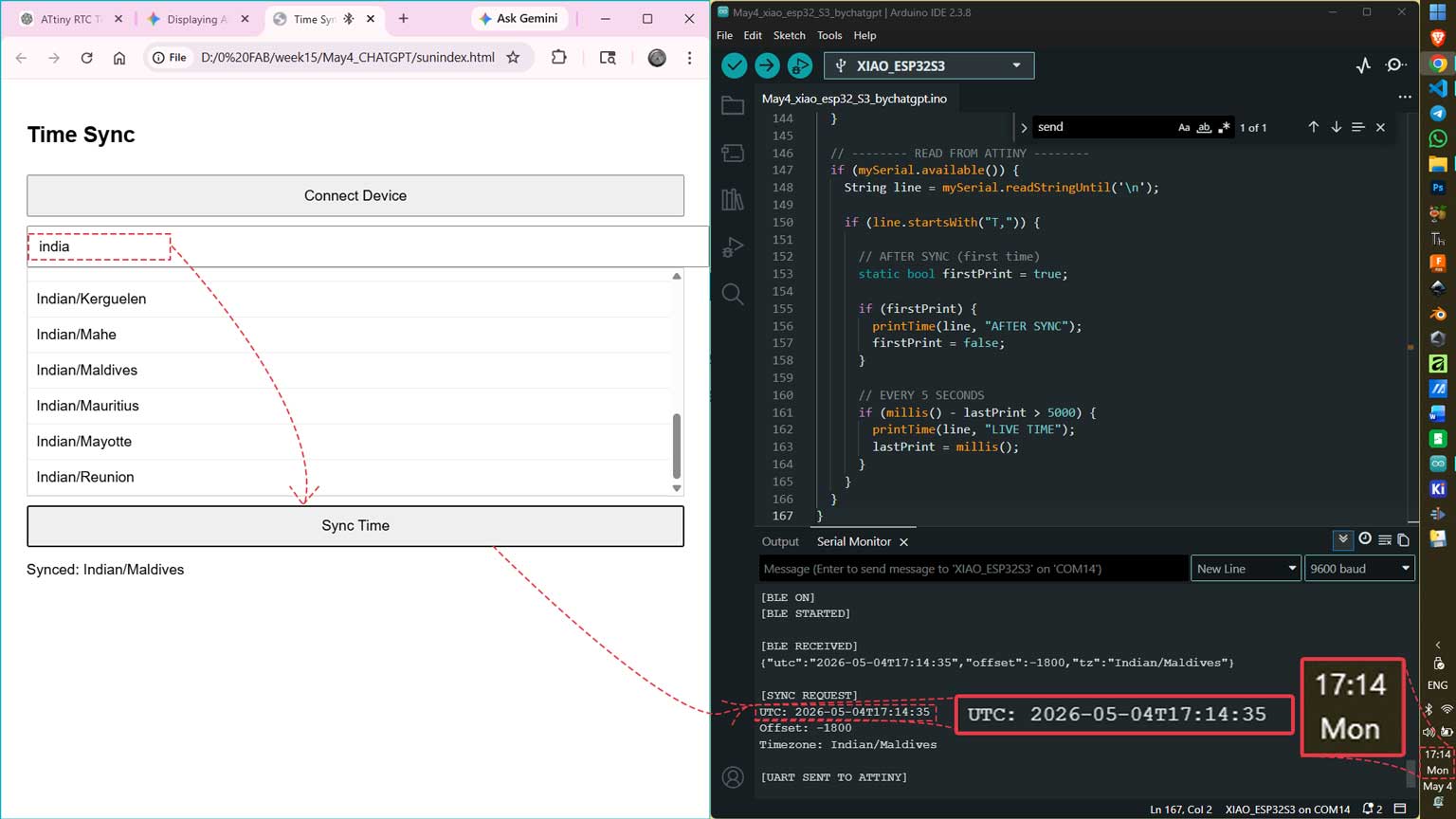 The timezone was chosen as Indian, and it showed the time correctly. I have highlighted my PC time to cross check.