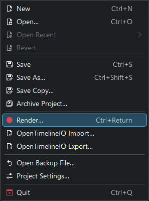 To complete the editing, Select FILE > RENDER