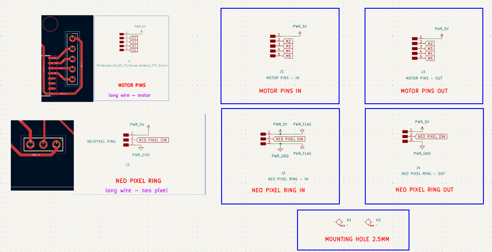 The schematic diagram of the JST breakout board. The connections were referenced from the other boards to ensure the pin assignments matched correctly with the rest of the system.