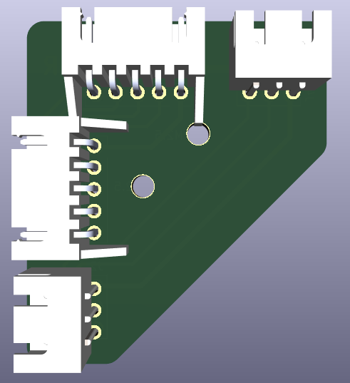 Back view of the JST breakout board. The routing and connector arrangement can be seen from this side.