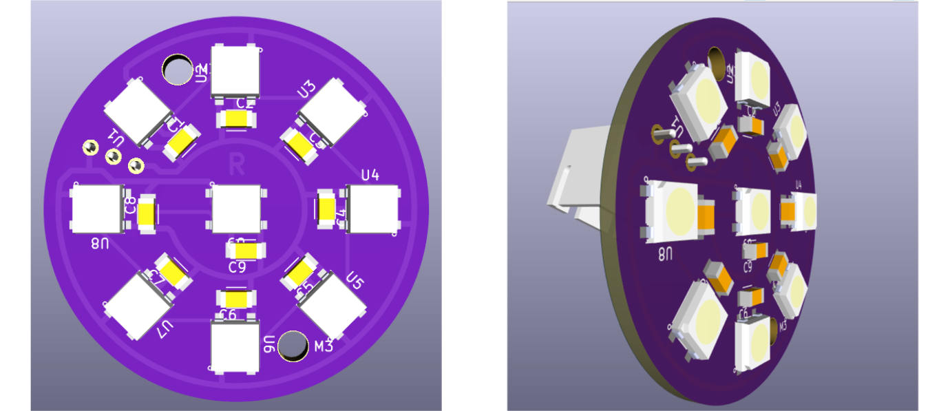 Front view of the NeoPixel ring PCB showing the placement of the WS2812B RGB LEDs around the circular board.