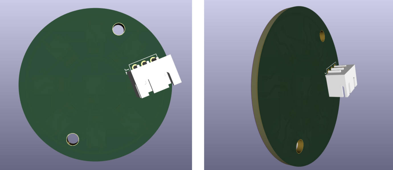 Back view of the NeoPixel ring PCB. The JST XH connector is mounted on this side of the board.