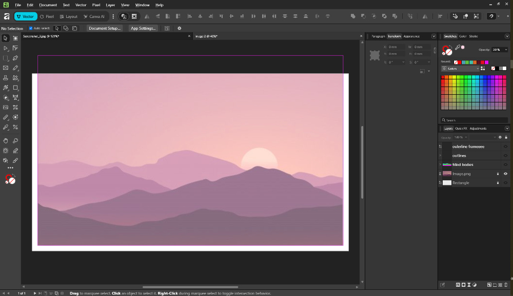 An image was selected as the base reference for creating the layered artwork.