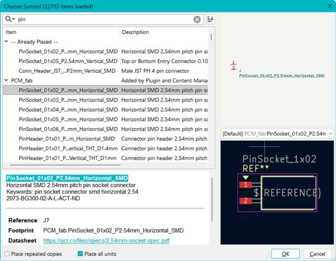 FAB PinSocket_01x02_P2.54mm_Horizontal_SMD