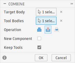 Remember to check 'Keep Tools' so that the tool body remains even after the cutting operation.