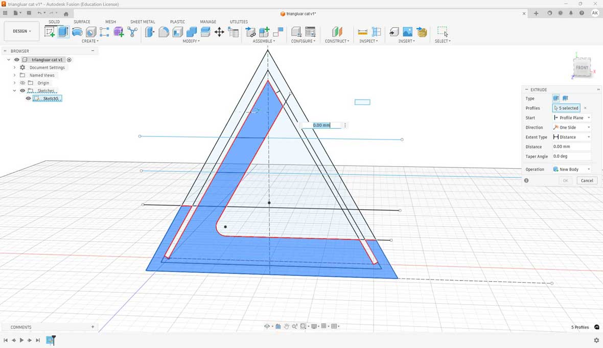 Select the shaped to extrude,selectfaces by pressing shift
