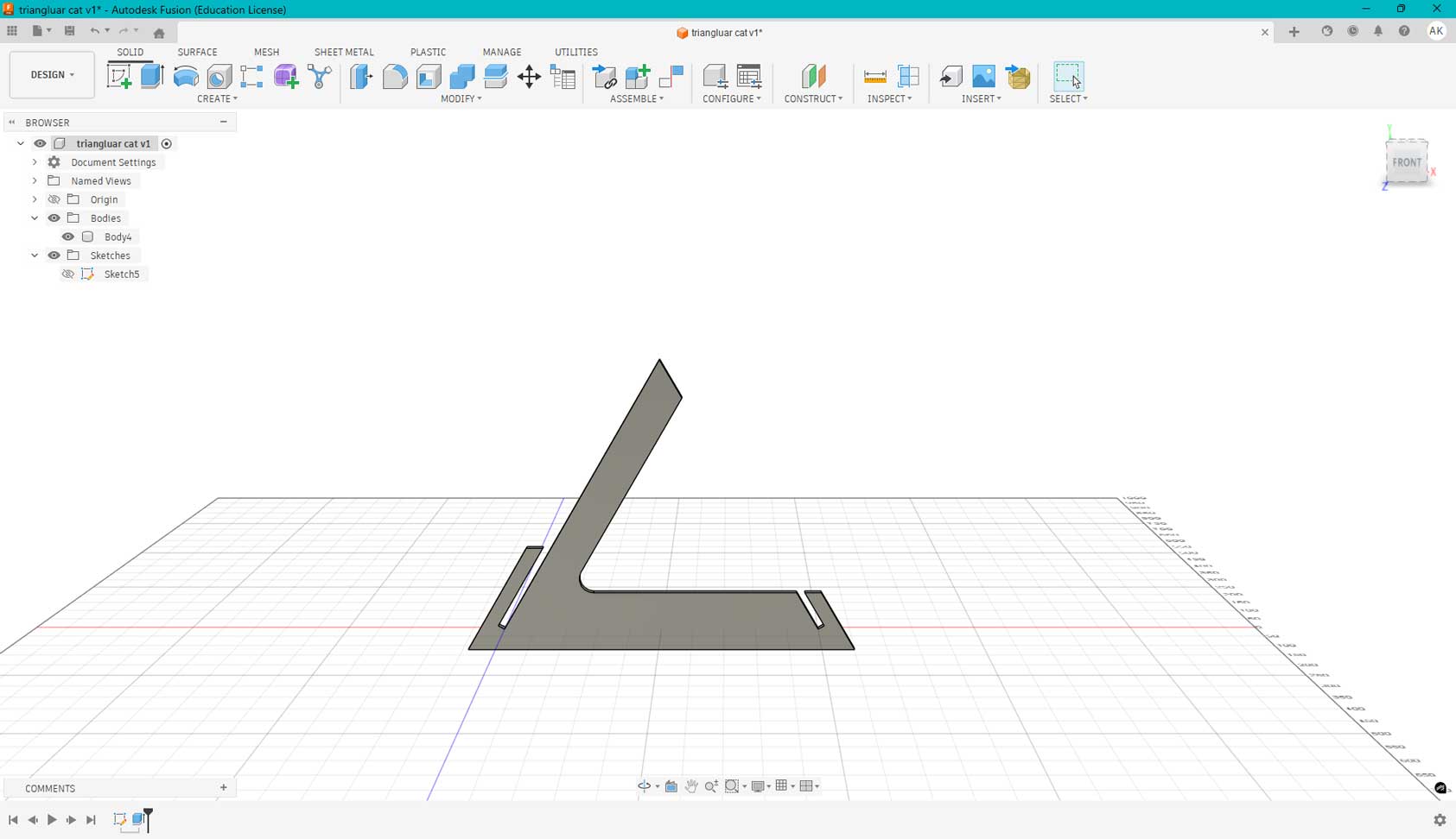 Extrude the front panel to ply thickness