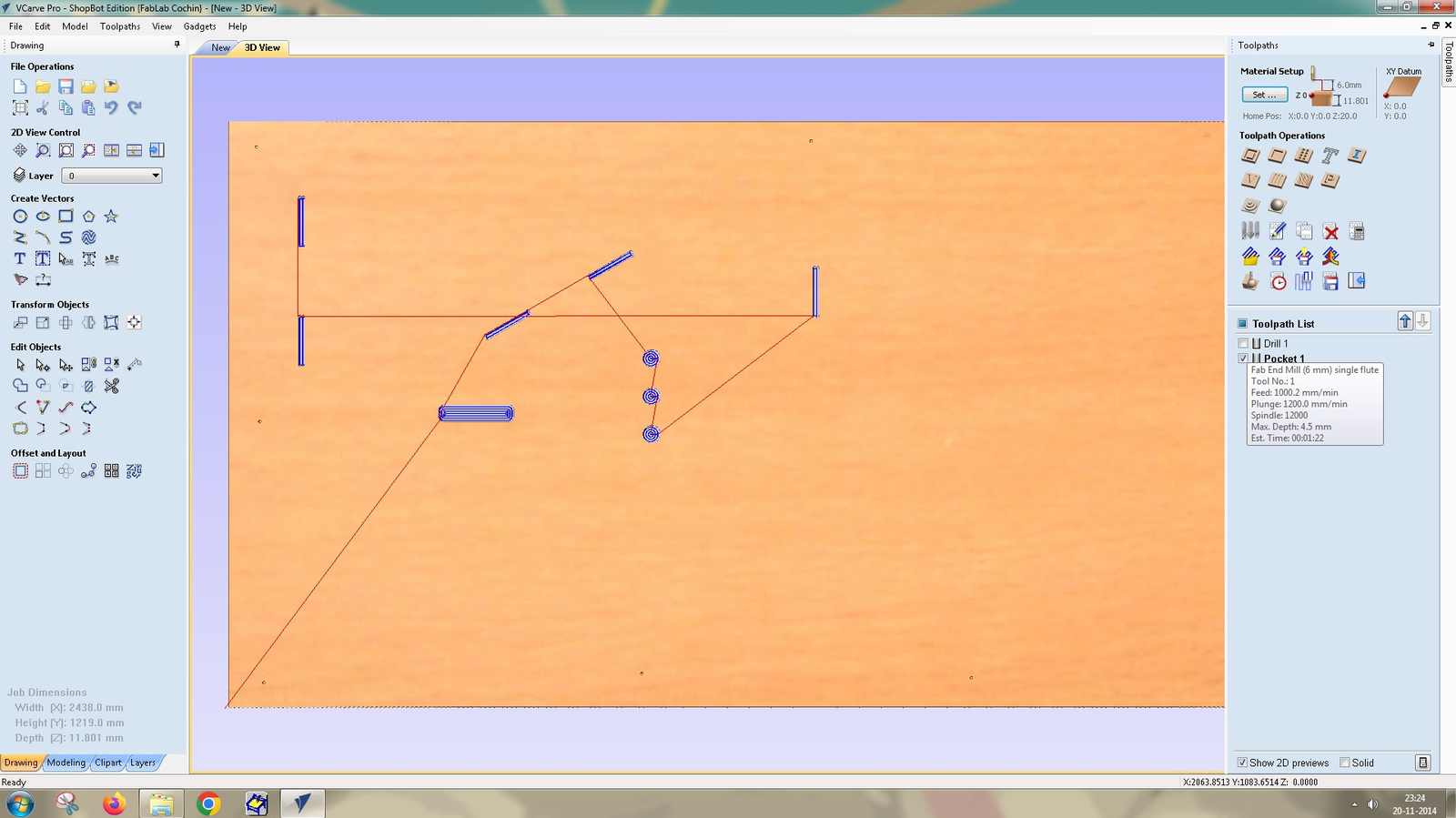This is named Pocket 1. The toolpath and material removal are shown.