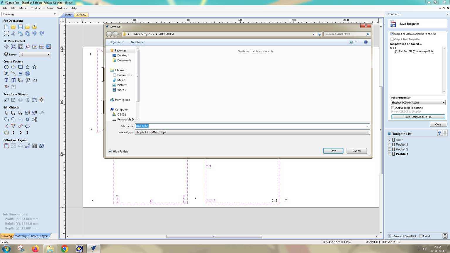 The file is saved with the name shown. The file format is .sbp.