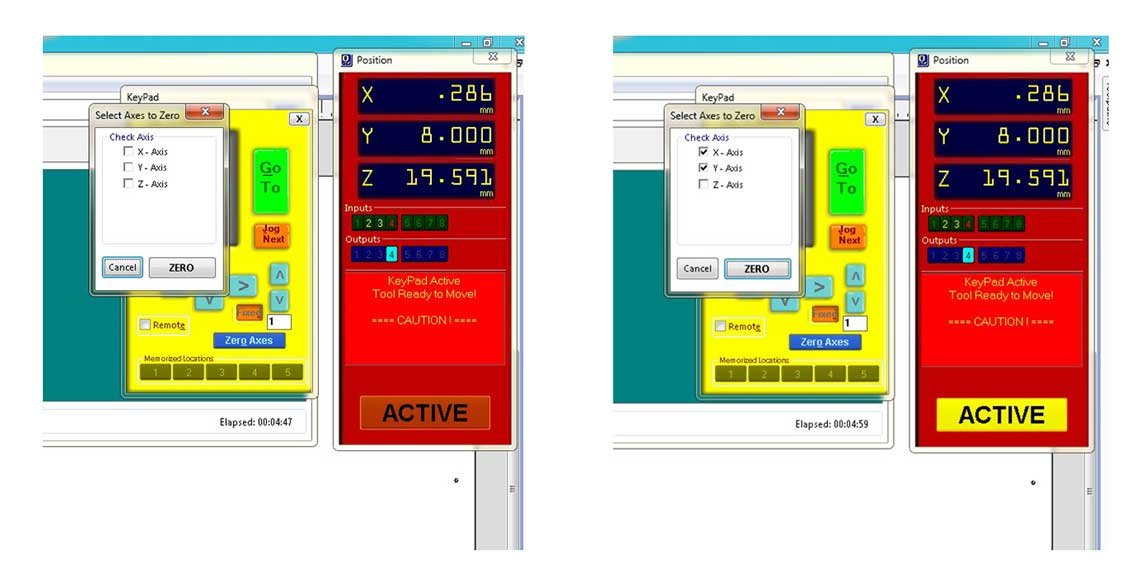 Click Zero Axis to open this dialog box. The first image is before setting the axis. The second image is after setting the X and Y axes.