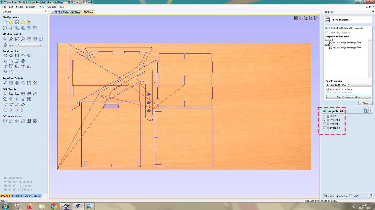 Notice that these are Pocket 1 and Profile 1, which cut through the stock.