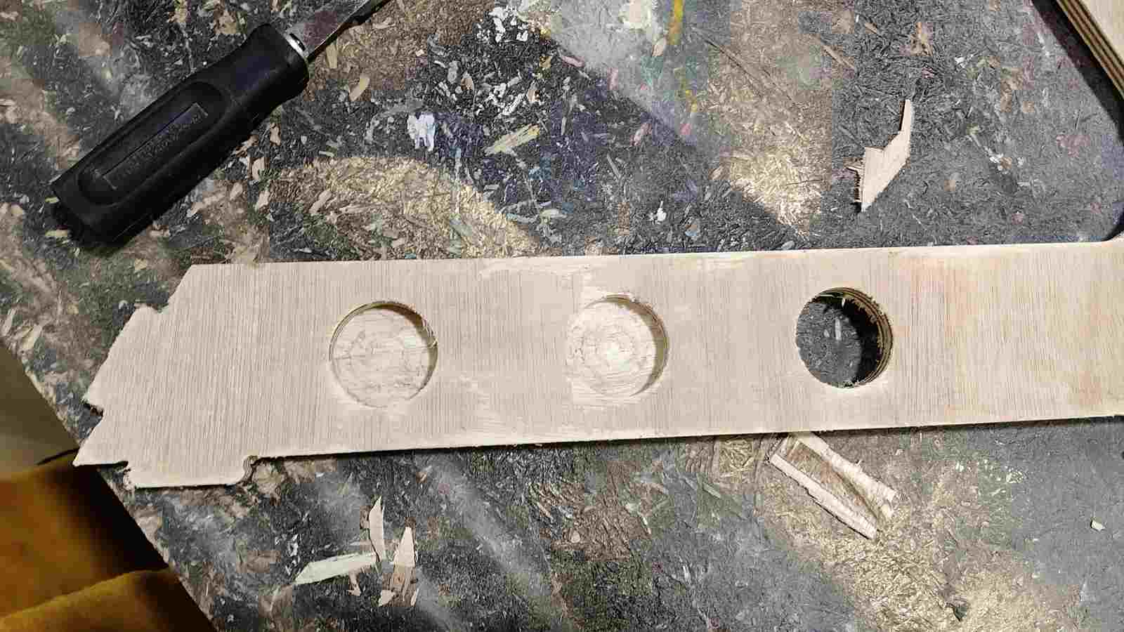 The pockets did not go through the material. I chiselled out as much as possible.