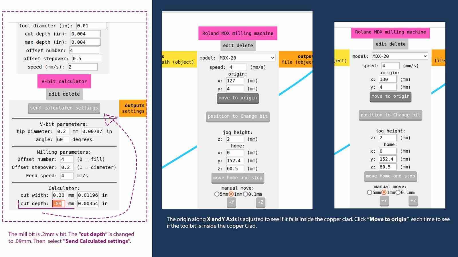 Navigate through Mods programs to open MDX mill PCB workflow
