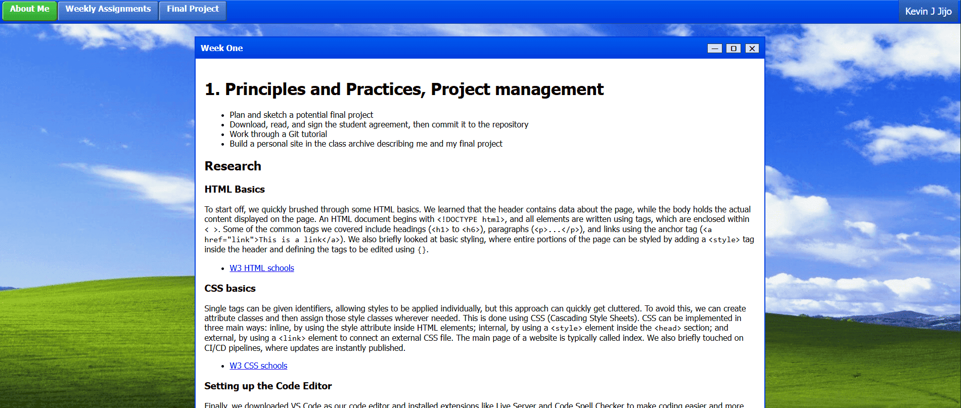 First draft of the Personal Website