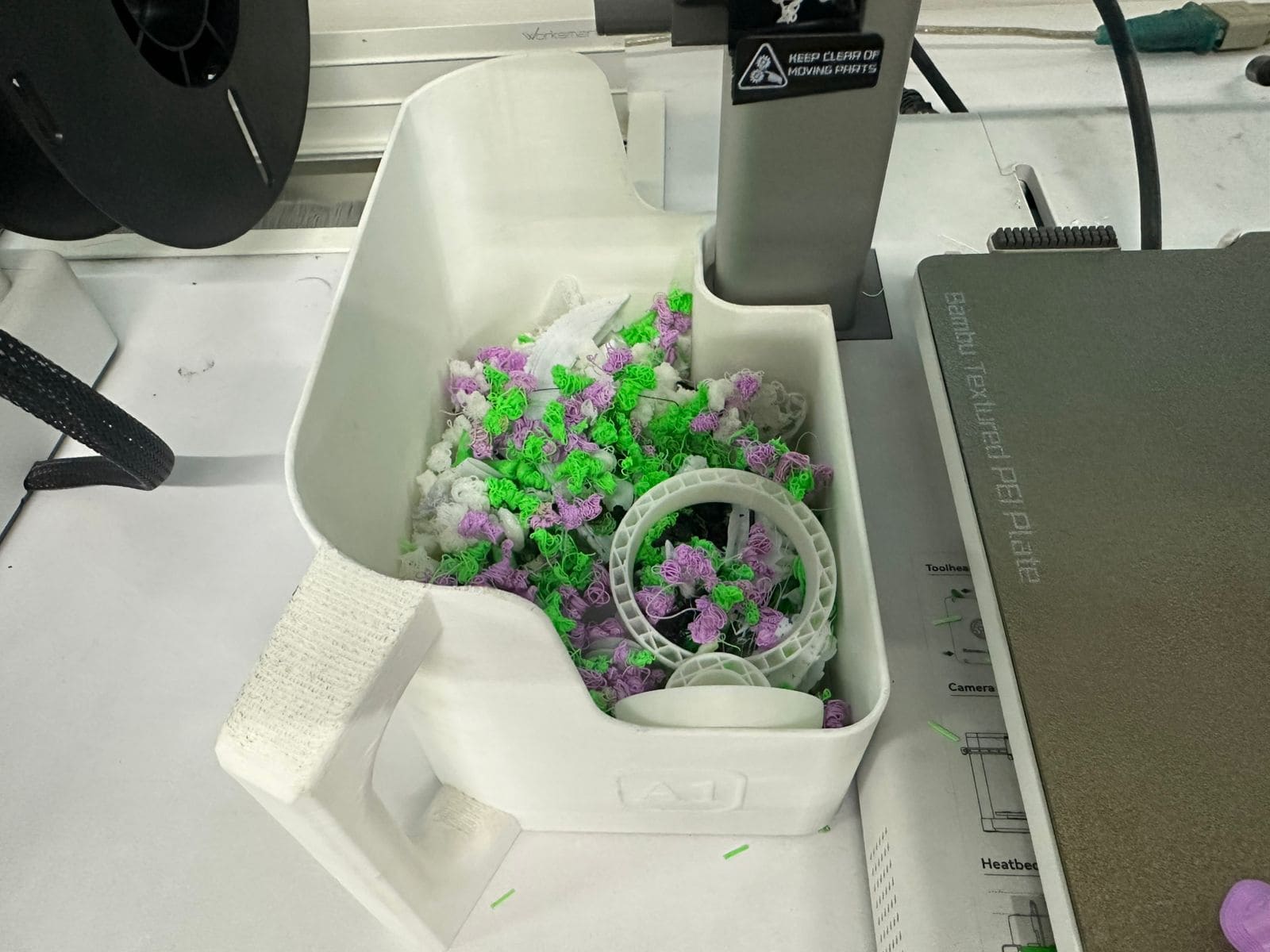 Material waste from multi-colour PLA printing