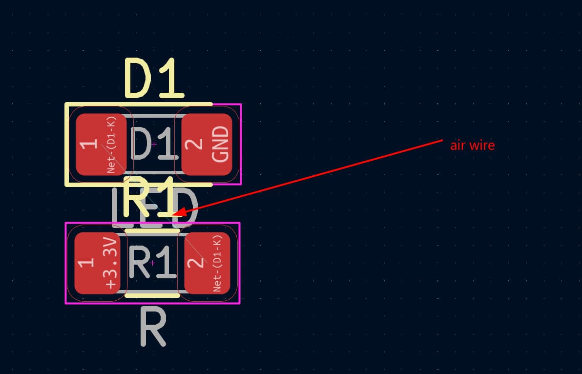 KiCAD air wires ratsnest
