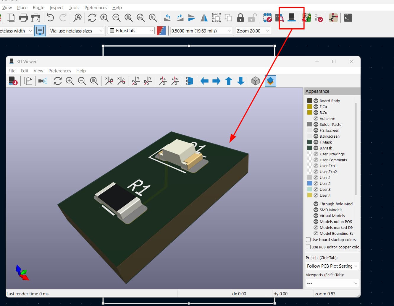 KiCAD 3D viewer