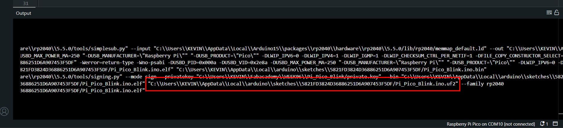 Output terminal build path