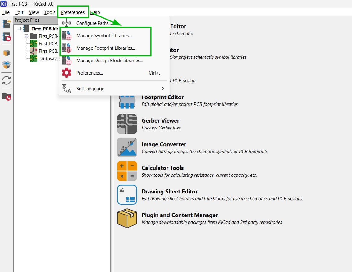 KiCAD manage symbol libraries