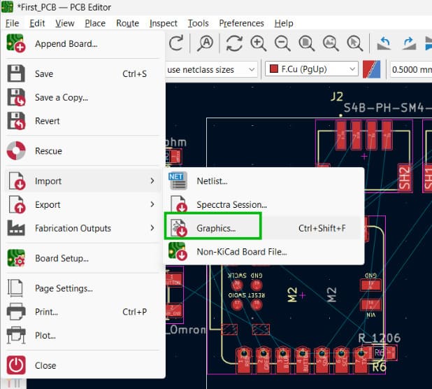 KiCAD import DXF graphic