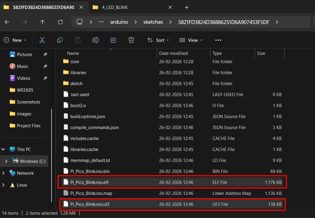 Build files at output path