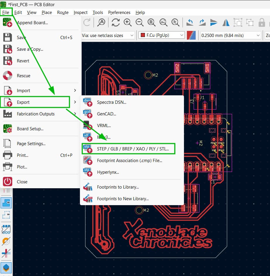 Exporting Gerber files