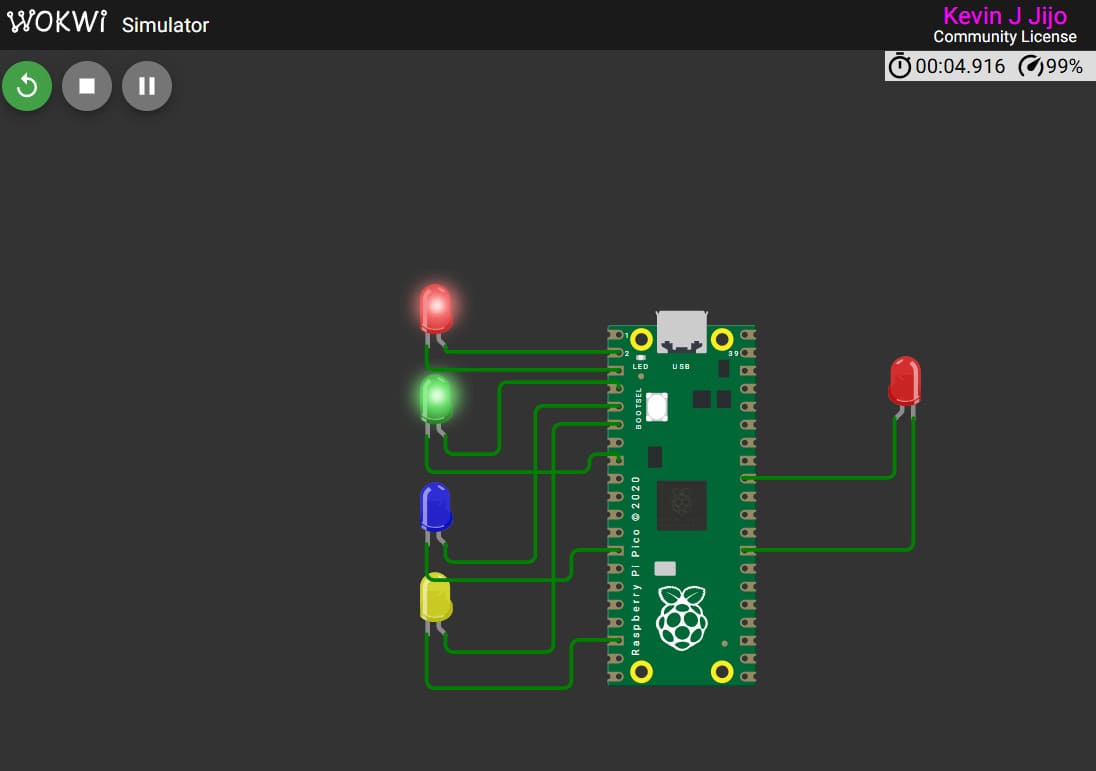 Wokwi simulation running